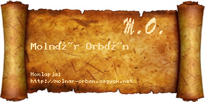 Molnár Orbán névjegykártya