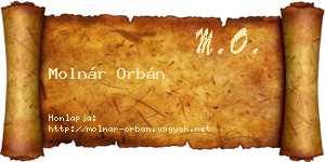 Molnár Orbán névjegykártya